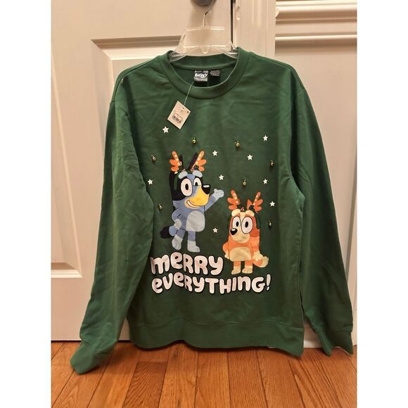 New Bluey Unisex  men's  women's Christmas Merry Everything Light Up sweatshirt - Picture 6 of 13